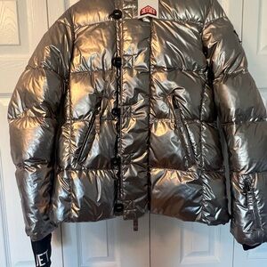 Metallic Silver Puffer Jacket - Women's Puffers & Coats